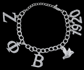 Zeta Phi Beta (ZPB) Stone Charm Bracelet